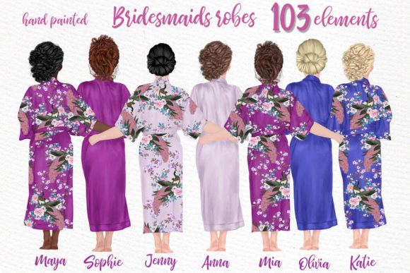 Bridesmaid Robes Wedding Clipart: A Designer's Watercolor Toolkit