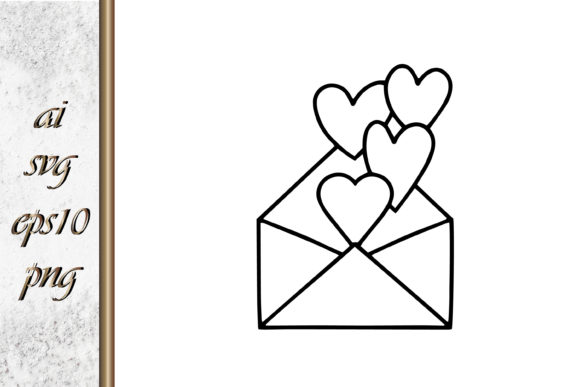 Doodle Love Envelope with Hearts Wedding: A Design Asset