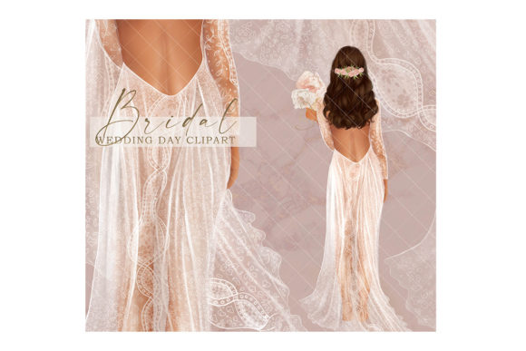 Elegant Bride Clipart & Wedding Dress Graphics for Designers