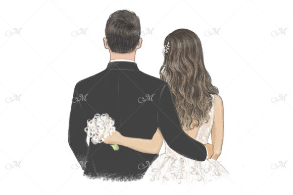 Elegant Wedding Illustration: A Vintage Touch for Your Projects