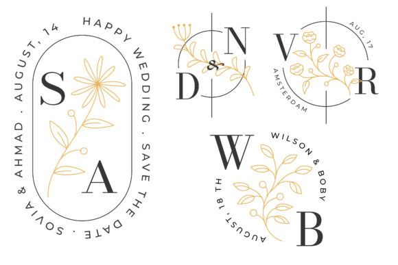 Elegant Wedding Initial Logo with Floral Decoration