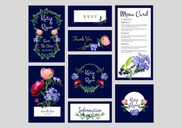 Elegant Wedding Invitation Templates with Golden Frames and Greenery
