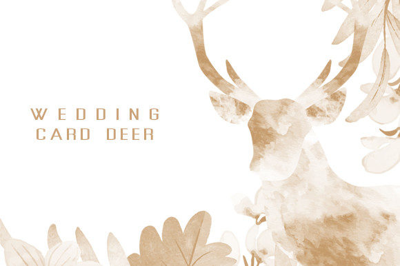 Enchanting Deer Watercolor Wedding Card Set