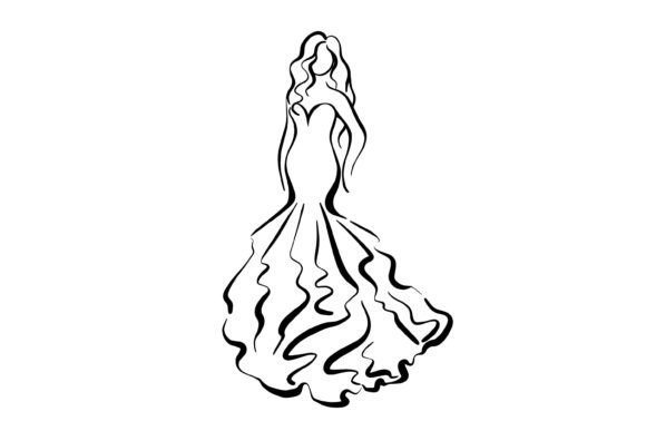 Girl in a Wedding Dress Sketch: A Graceful Asset for Creative Projects