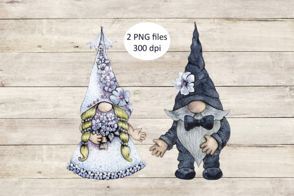Watercolor Wedding Gnomes Clipart: Whimsy for Your Designs