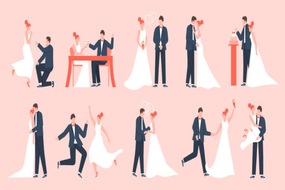Wedding Couples Illustration Set: Your Essential Design Asset